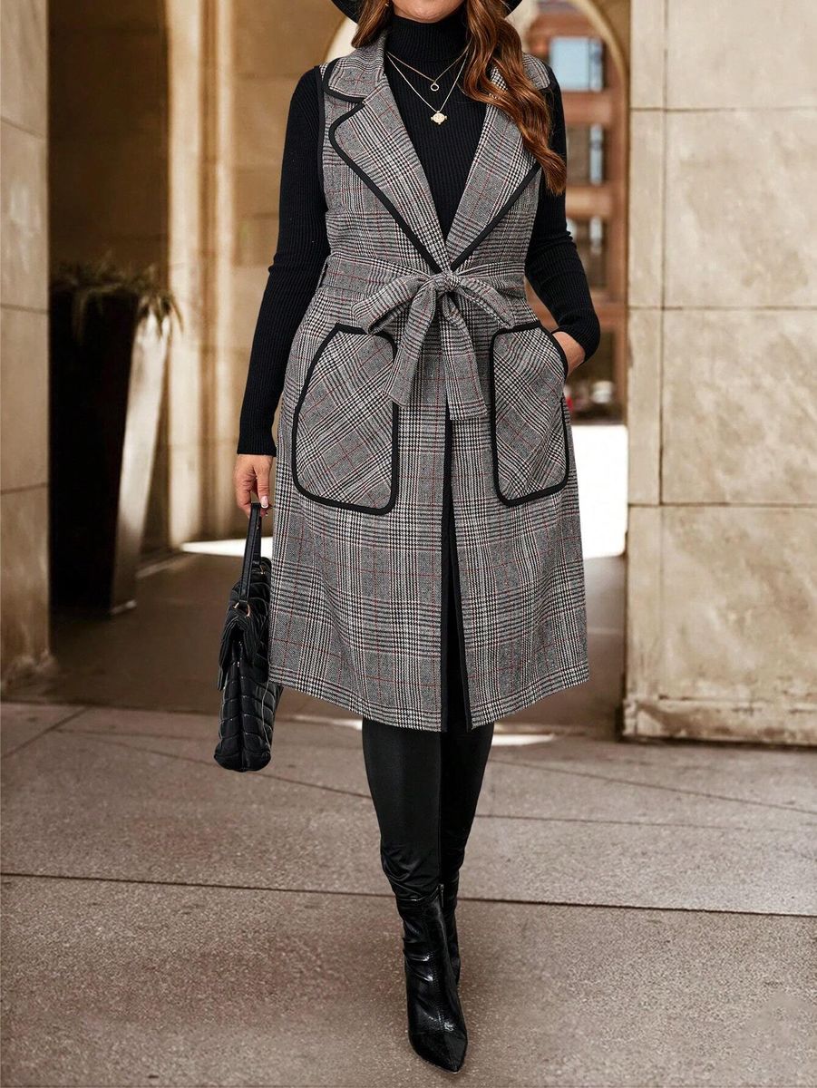 Rūtaina veste ar kabatām, lielie izmēri i-veikalā jandase.lv