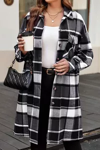 Melnbalta, rūtaina pavasara jaka - lielie izmēri sievietēm