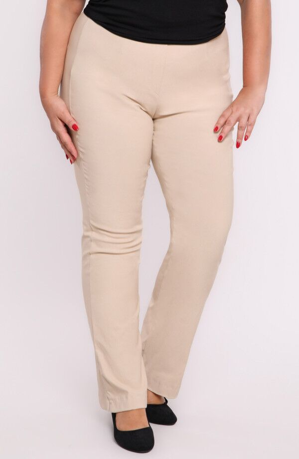 Gaišas smilškrāsas bikses, lielie izmēri i-veikalā jandase.lv