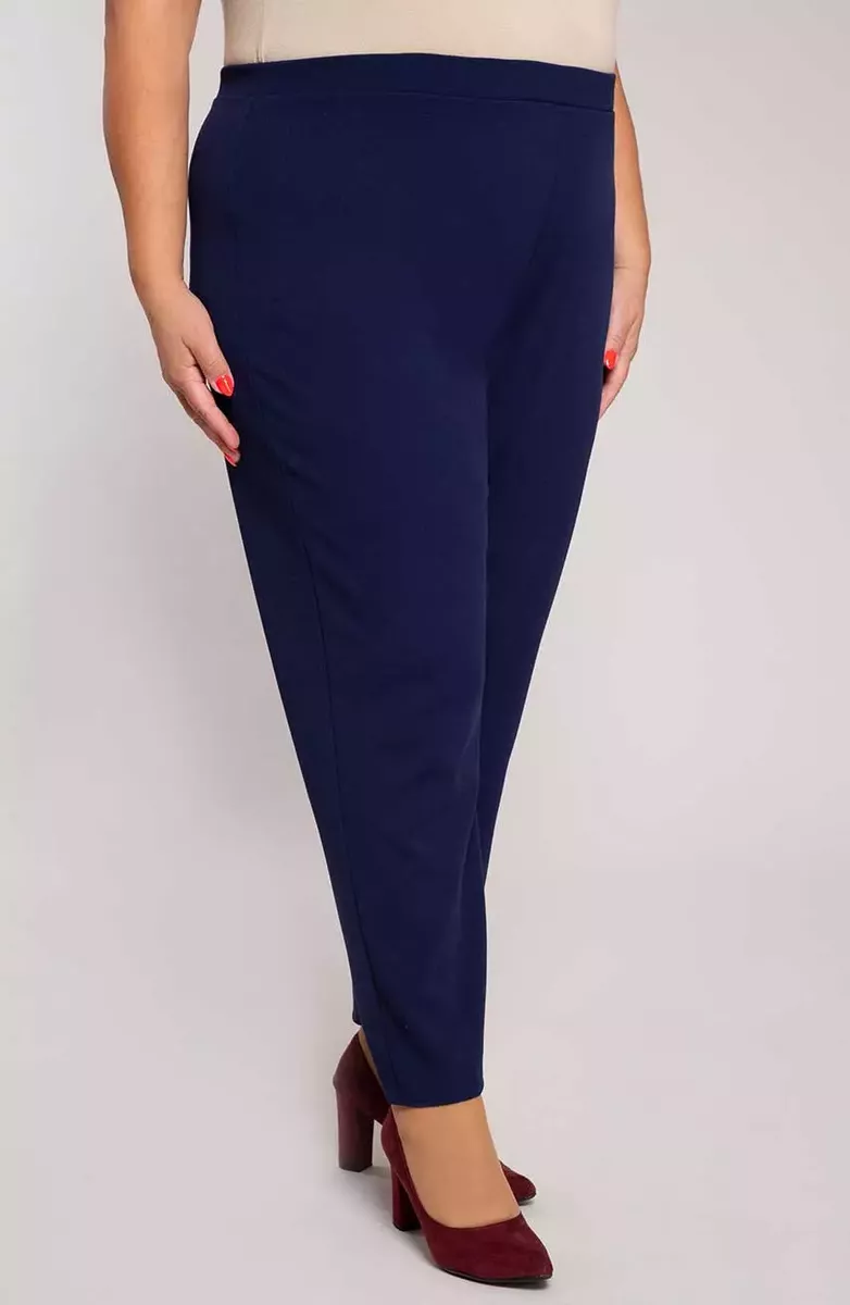 Tumši zilas, elegantas sieviešu bikses, lielie izmēri i-veikalā jandase.lv