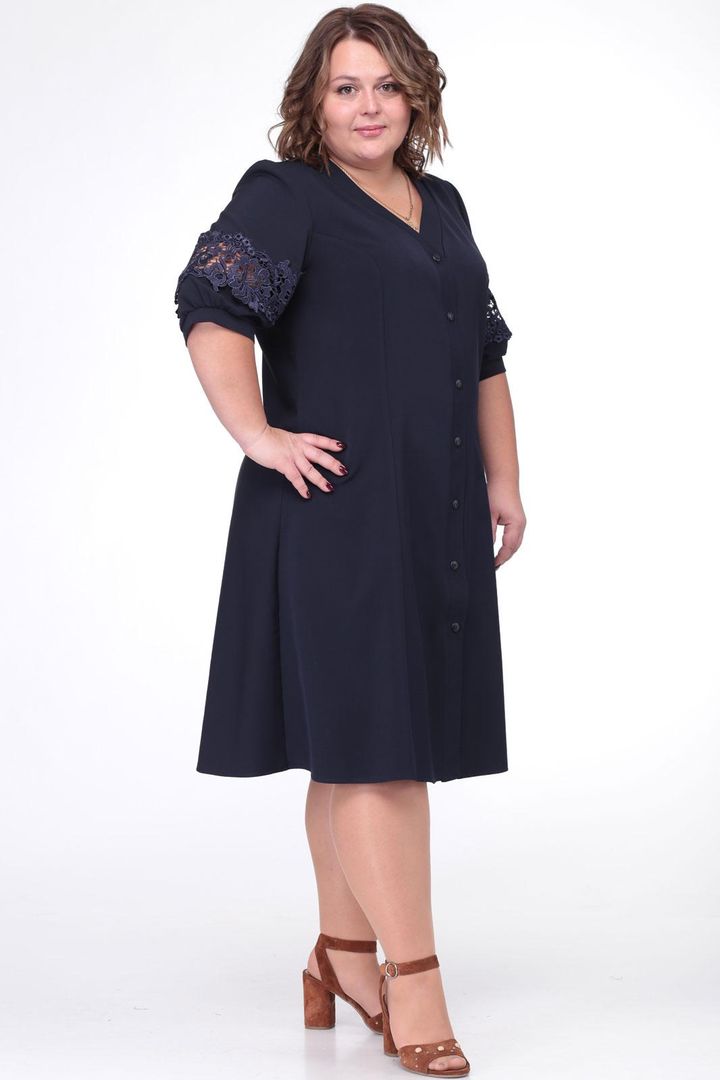 Tumši zila kleita ar mežgīni, lielie izmēri i-veikalā jandase.lv