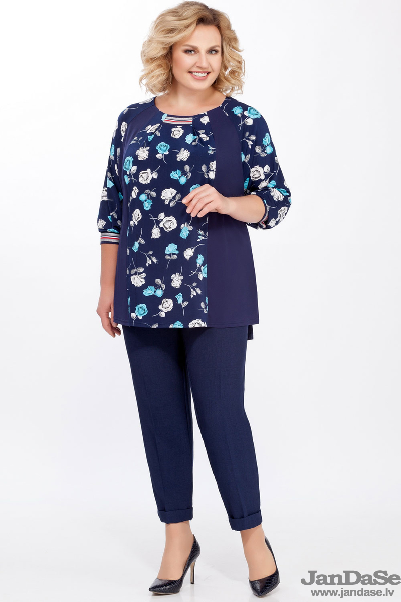 NAV PIEEJAMS | Недоступен | Out Of Stock Tumši zils bikškostīms ar rozēm, lielie izmēri i-veikalā jandase.lv