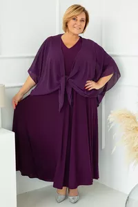 Tumši violeta garā svētku kleita - lielie izmēri sievietēm