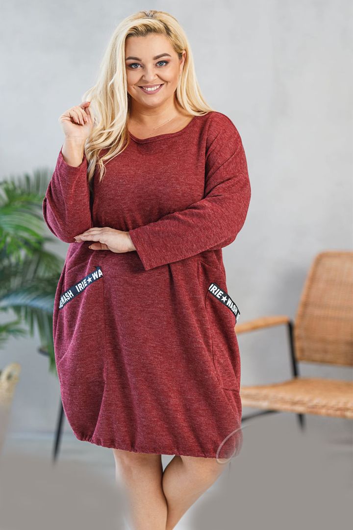 Bordo krāsas angora tunikkleita, lielie izmēri i-veikalā jandase.lv