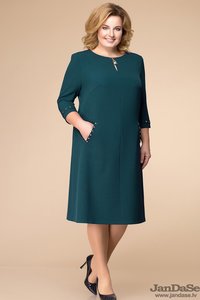 Smaragdzaļa kleita ar kabatām sānos - lielie izmēri sievietēm