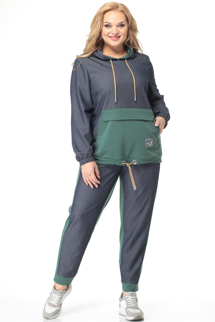 Tumši pelēks un zaļš sporta kostīms, lielie izmēri i-veikalā jandase.lv