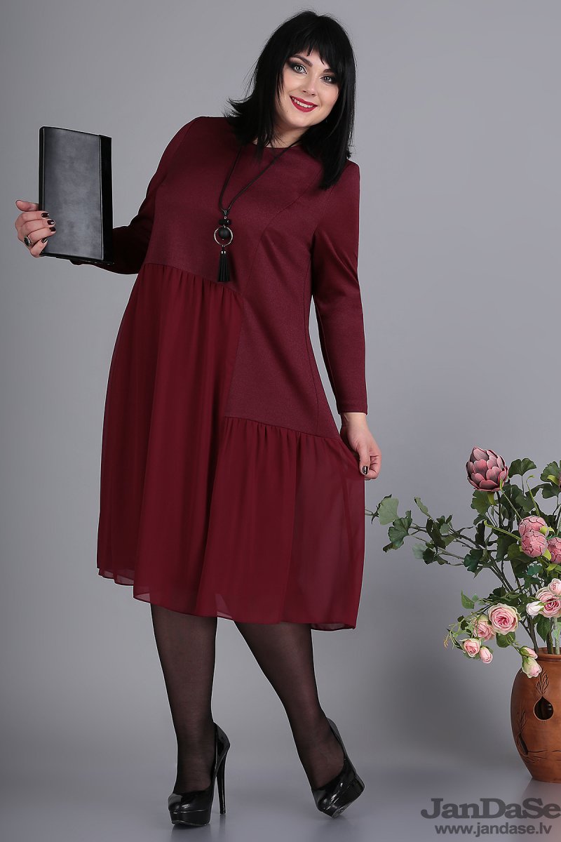 Tumši sarkana kleita, lielie izmēri i-veikalā jandase.lv