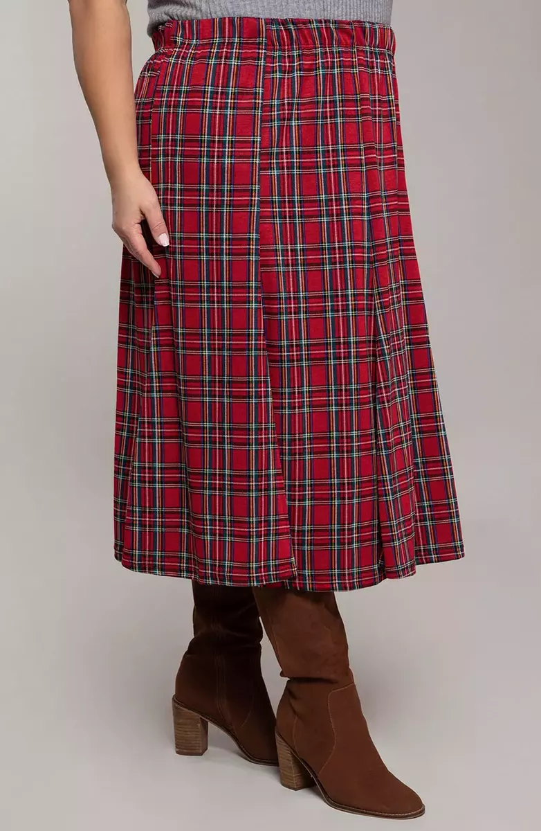 Sarkani svārki ar rūtiņām, lielie izmēri i-veikalā jandase.lv