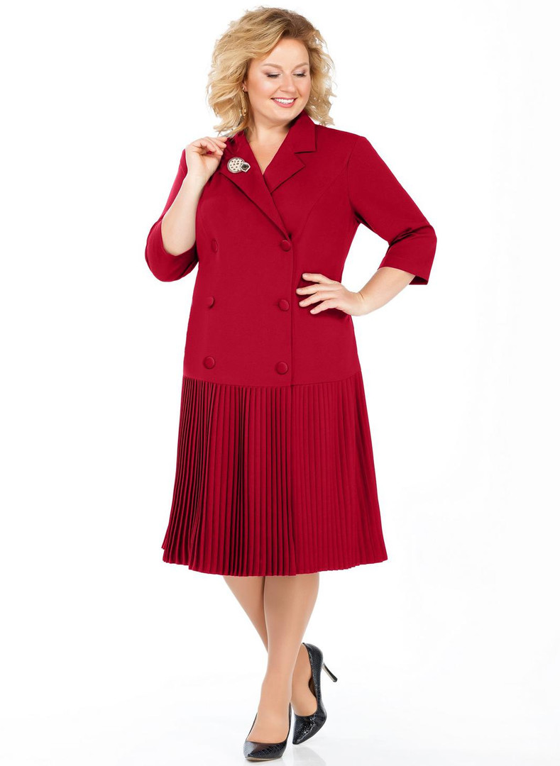 Bordo krāsas kleita ar piespraudi, lielie izmēri i-veikalā jandase.lv