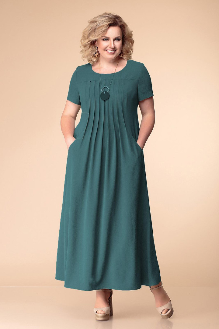 NAV PIEEJAMS | Недоступен | Out Of Stock Vienkrāsaina, smaragdzaļa kleita, lielie izmēri i-veikalā jandase.lv