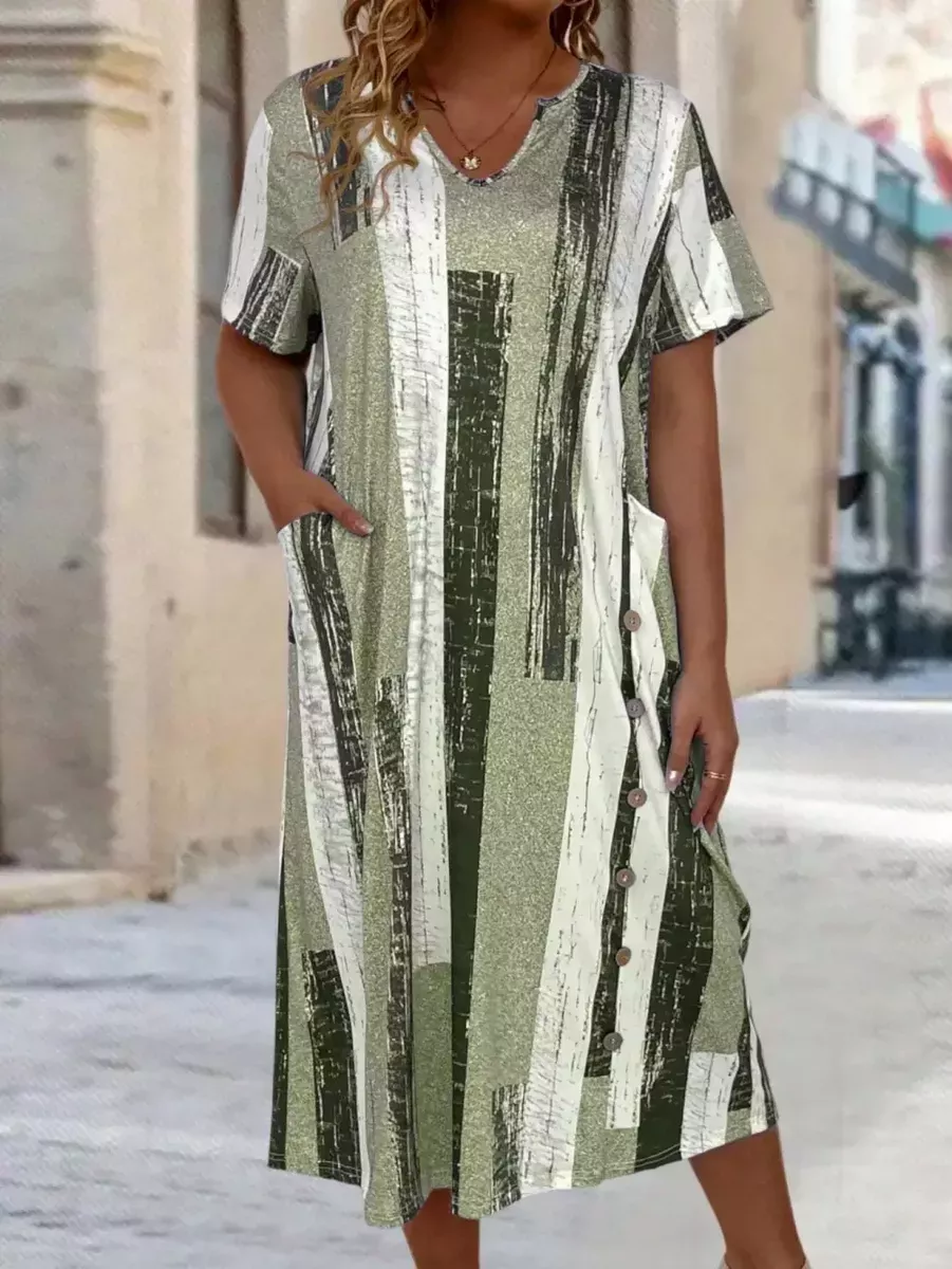 Vasaras kleita haki zaļos toņos, lielie izmēri i-veikalā jandase.lv