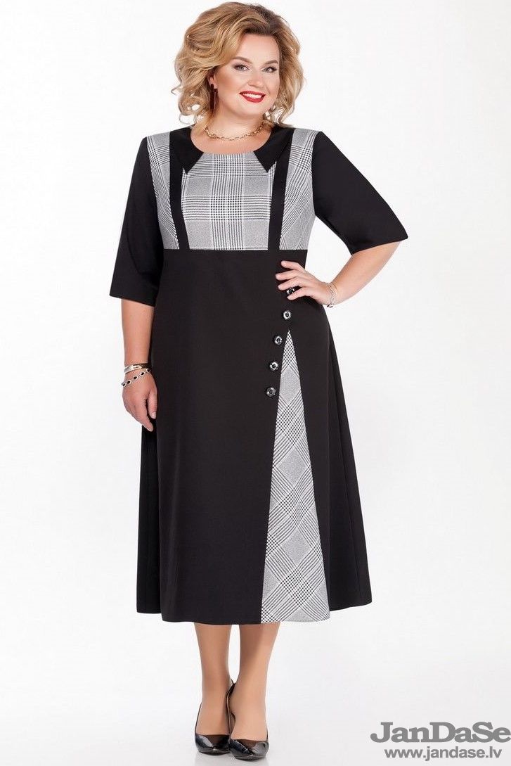 Melni rūtota kleita, lielie izmēri i-veikalā jandase.lv