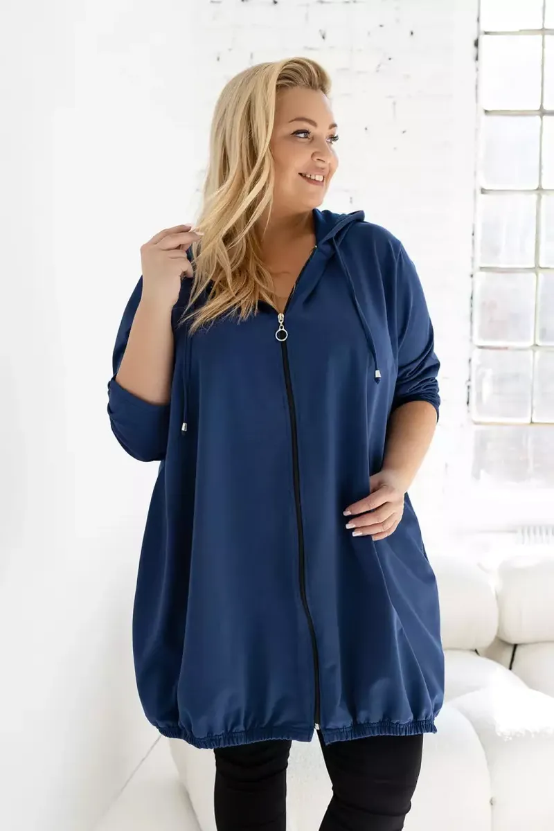 Tumši zila kokvilnas jaka, lielie izmēri i-veikalā jandase.lv