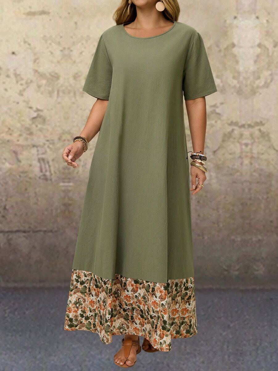 Kleita ar krāsainu apakšmalu (DZXX), lielie izmēri i-veikalā jandase.lv