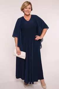 Garā svētku kleita tumši zilā krāsā - lielie izmēri sievietēm