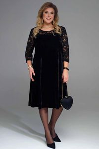 Melna samta kleita ar mežģīnēm - lielie izmēri sievietēm
