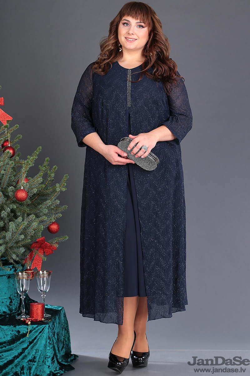 Tumši zila svētku kleita, lielie izmēri i-veikalā jandase.lv