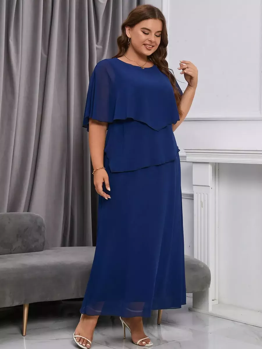 Kārtaina šifona kleita svētkiem, lielie izmēri i-veikalā jandase.lv