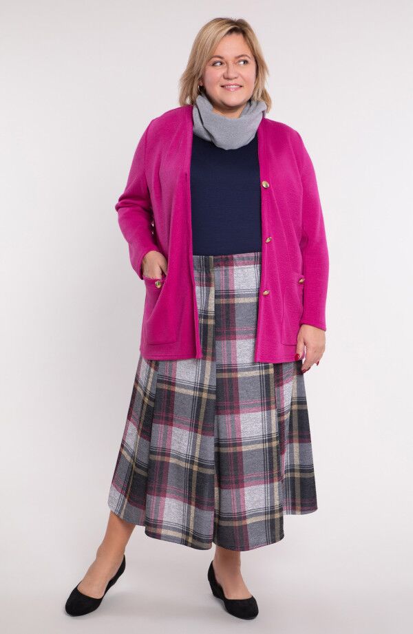 Pelēki rūtaini svārki, lielie izmēri i-veikalā jandase.lv