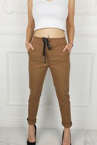 Smilšu krāsas elastīgas bikses - lielie izmēri sievietēm