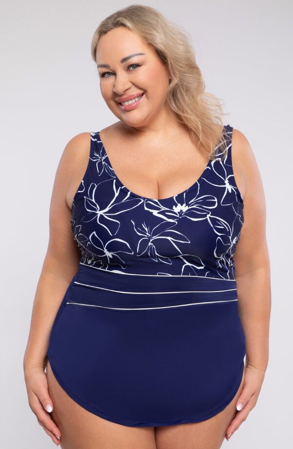 Tumši zils viengabala peldkostīms, lielie izmēri i-veikalā jandase.lv