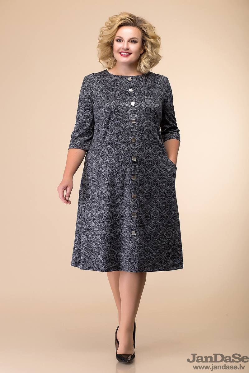 NAV PIEEJAMS | Недоступен | Out Of Stock Pelēcīga kleita ar pogām, lielie izmēri i-veikalā jandase.lv