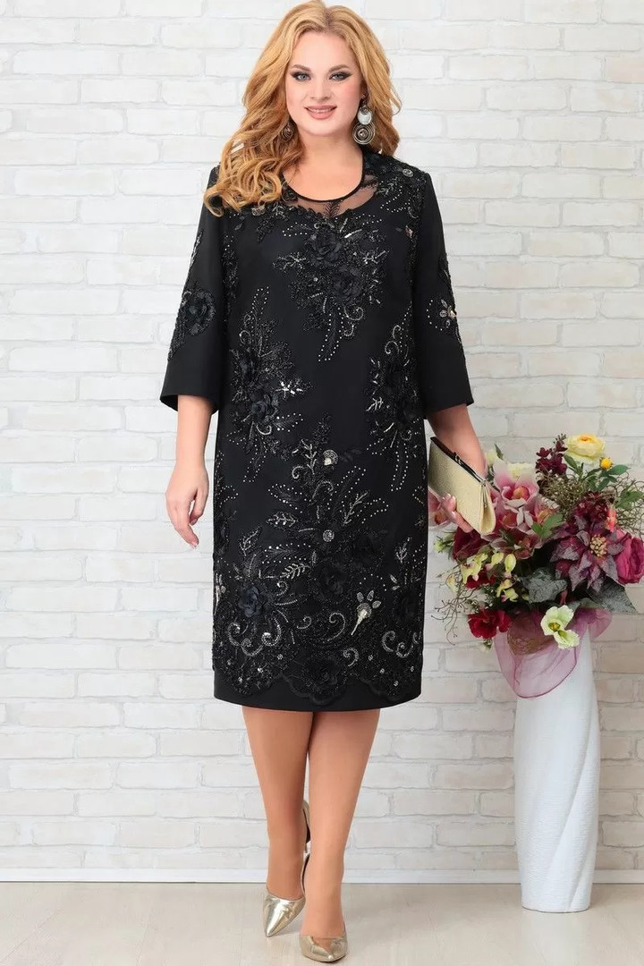 NAV PIEEJAMS | Недоступен | Out Of Stock Melna kleita ar fliteriem, lielie izmēri i-veikalā jandase.lv