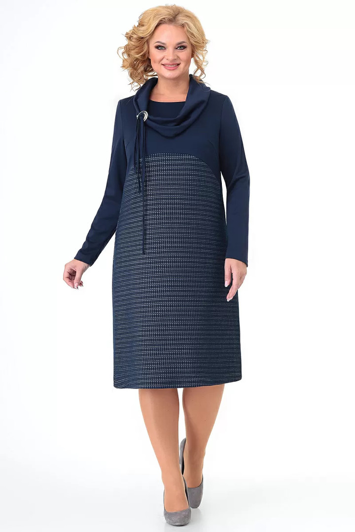 NAV PIEEJAMS | Недоступен | Out Of Stock Tumši zila kleita ar šallīti, lielie izmēri i-veikalā jandase.lv