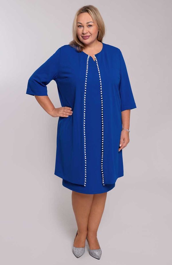 Rudzupuķu zils kostīms ar pērlītēm, lielie izmēri i-veikalā jandase.lv