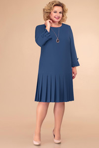 Indigo zila kleita ar krokām - lielie izmēri sievietēm