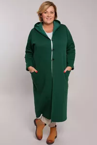 Tumši zaļa garā jaka - lielie izmēri sievietēm