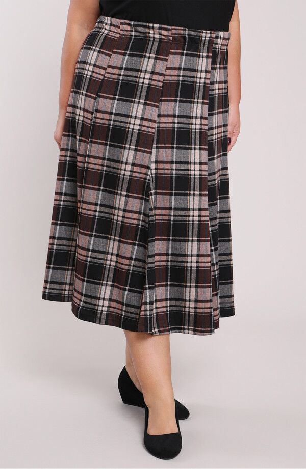 Pelēki un brūni svārki ar rūtiņām, lielie izmēri i-veikalā jandase.lv