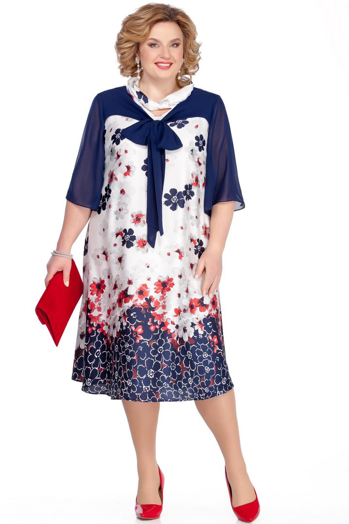 NAV PIEEJAMS | Недоступен | Out Of Stock Zila un balta svētku kleita ar ziediem, lielie izmēri i-veikalā jandase.lv