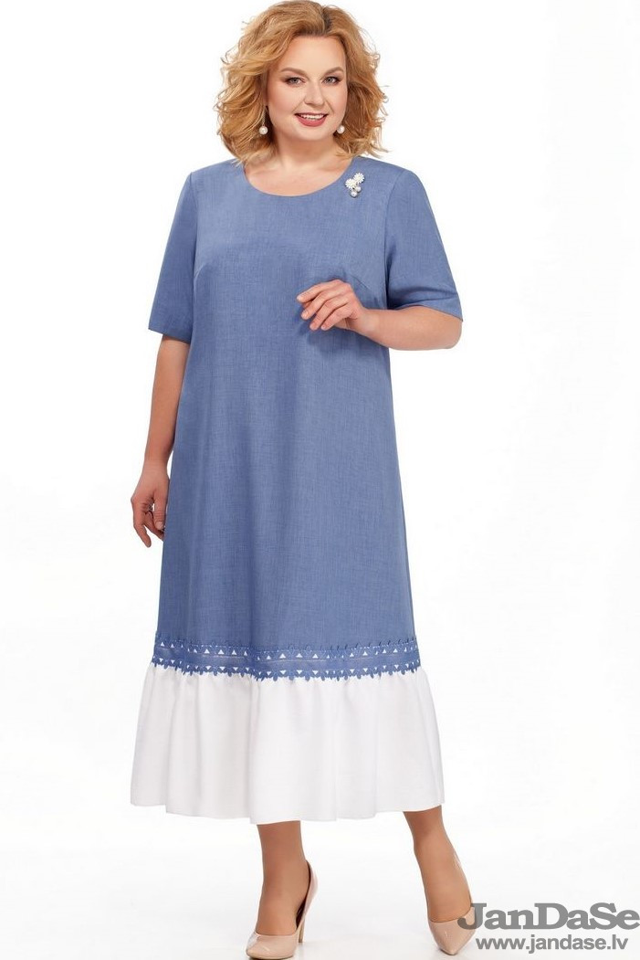 Gaiši zila kleita vasarai, lielie izmēri i-veikalā jandase.lv