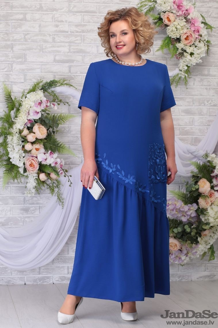 NAV PIEEJAMS | Недоступен | Out Of Stock Rudzupuķu zila garā kleita, lielie izmēri i-veikalā jandase.lv