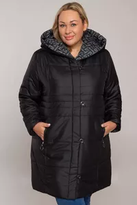 Melna virsjaka ar kapuci - lielie izmēri sievietēm