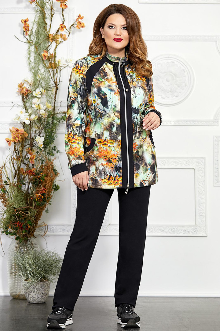 NAV PIEEJAMS | Недоступен | Out Of Stock Tumši zils sporta kostīms ar puķainu jaku, lielie izmēri i-veikalā jandase.lv