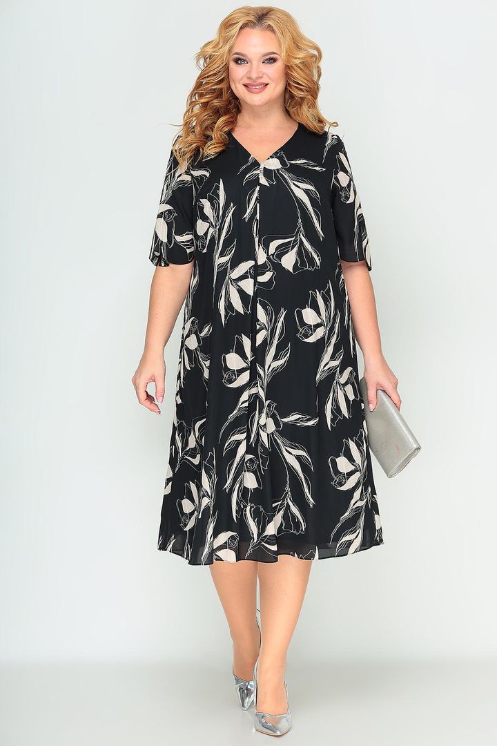 Eleganta kleita ar brošu, lielie izmēri i-veikalā jandase.lv