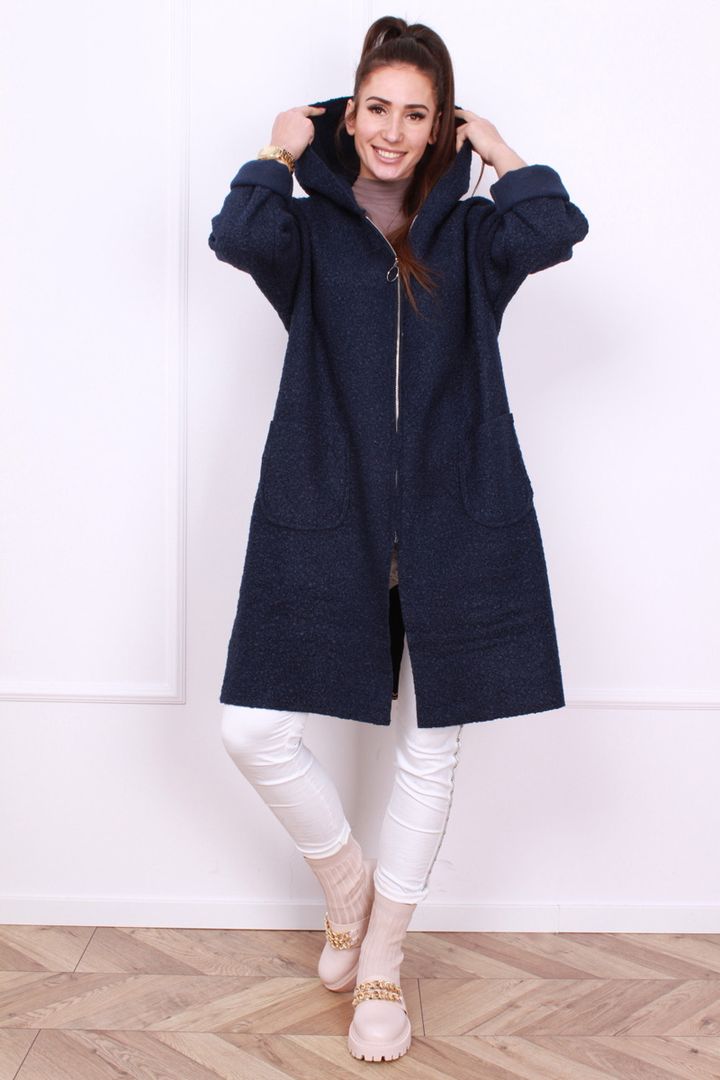 Tumši zils pavasara/rudens sezonas mētelis (plāns), lielie izmēri i-veikalā jandase.lv