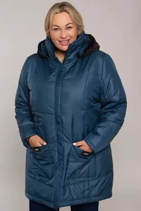 Zila kurtka ar kapuci - lielie izmēri sievietēm