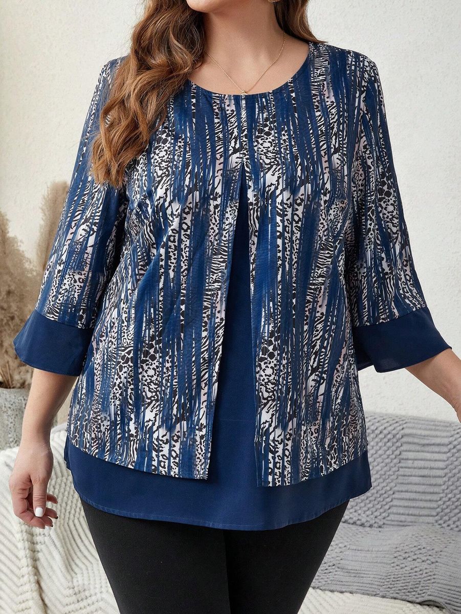 Tunika zilganos toņos, lielie izmēri i-veikalā jandase.lv