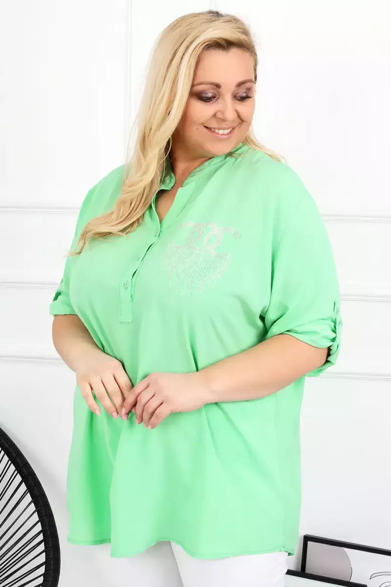 Piparmētru zaļa tunika, lielie izmēri i-veikalā jandase.lv
