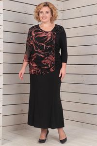 Melna garā kleita ar skaistu rakstu - lielie izmēri sievietēm