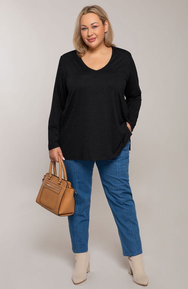 Melna viskozes tunika, lielie izmēri i-veikalā jandase.lv