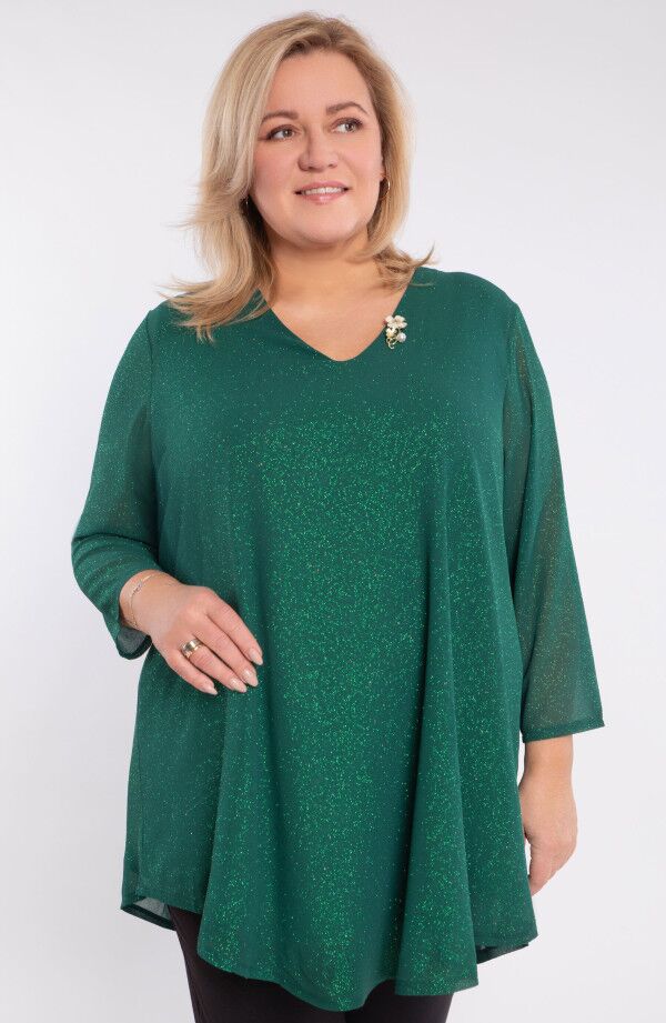 Zaļa svētku tunika, lielie izmēri i-veikalā jandase.lv