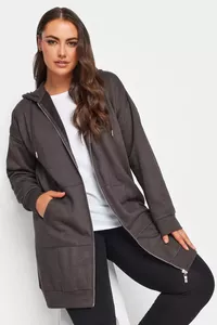 Pelēka jaka ar kapuci - lielie izmēri sievietēm