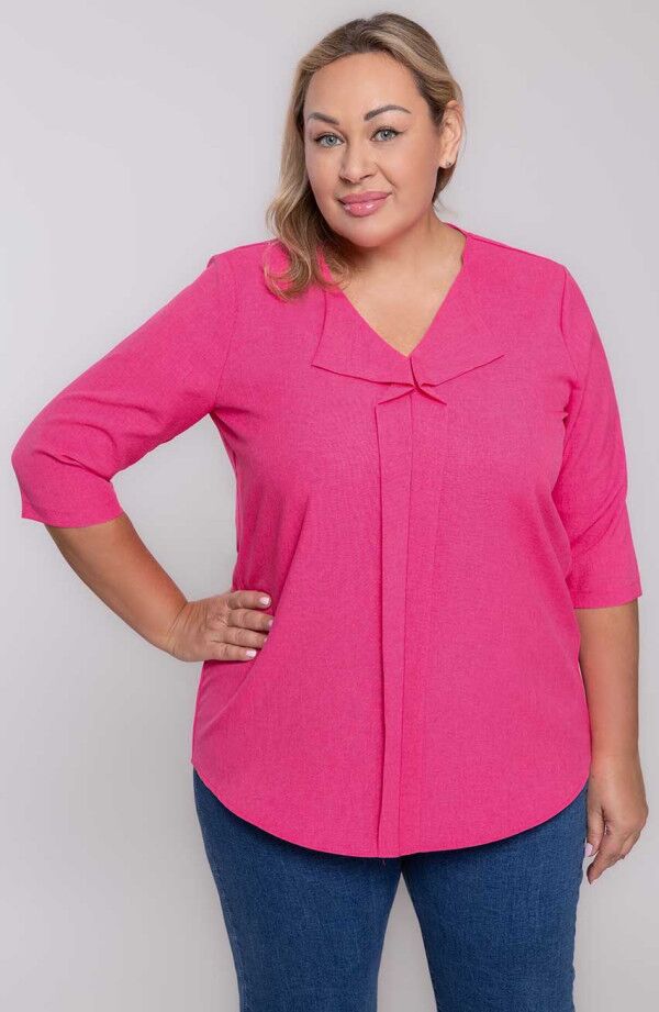 Rozā lina blūze, lielie izmēri i-veikalā jandase.lv