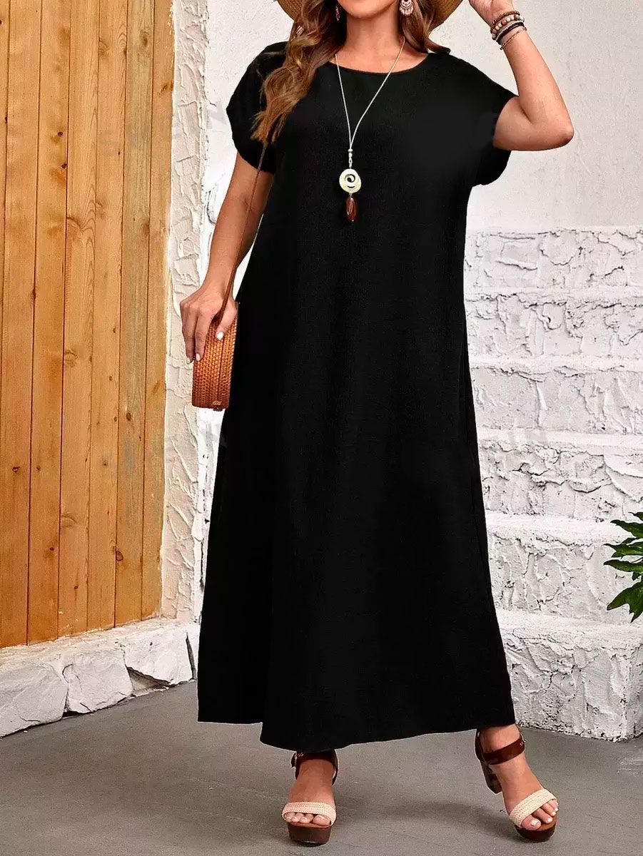 Melna maksi kleita, lielie izmēri i-veikalā jandase.lv