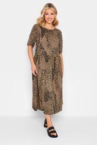Brūna kleita ar leopardrakstu - lielie izmēri sievietēm