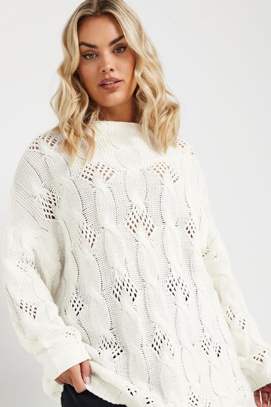 Kokvilnas džemperis ar pīnēm, lielie izmēri i-veikalā jandase.lv